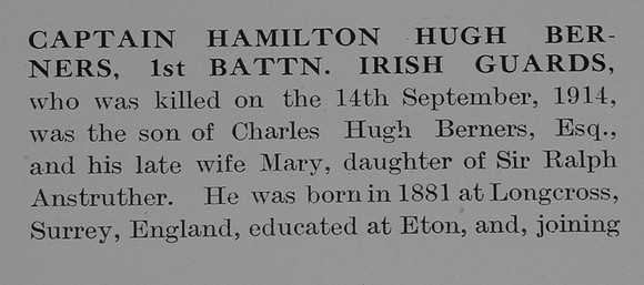 Berners H H Captain 1st Irish Guards Obit Part 1 The Bond Of Sacrifice Vol 1