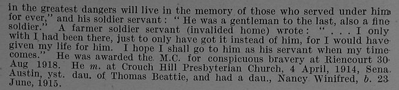 Shaw W D Lt MC 3rd London Regiment Attd 10th Manchester Regiment Obit Part 2 De Ruvignys Roll Of Honour Vol 4