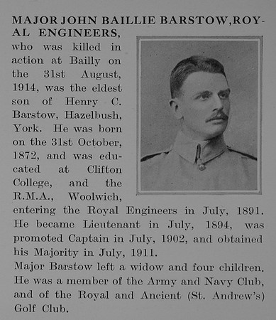 Barstow J B Major Royal Engineers Obit The Bond Of Sacrifice Vol 1