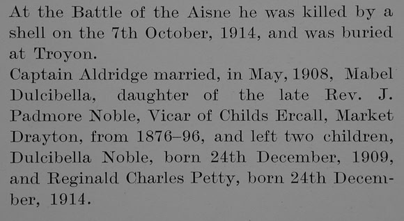 Aldridge R J P D Captain 2nd Royal Sussex Regiment Obit Part 3 Bond Of Sacrifice Vol 1