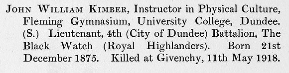 Kimber J W 4th Black Watch Obit St Andrews University Roll Of Honour