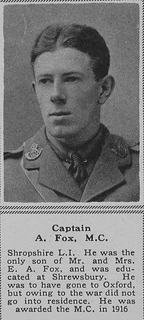 Fox A Captain Shropshire LI The Sphere 28th July 1917