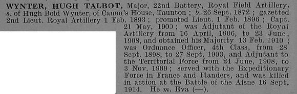 Wynter H T Major Royal Field Artillery Obit De Ruvignys Roll Of Honour Vol 4