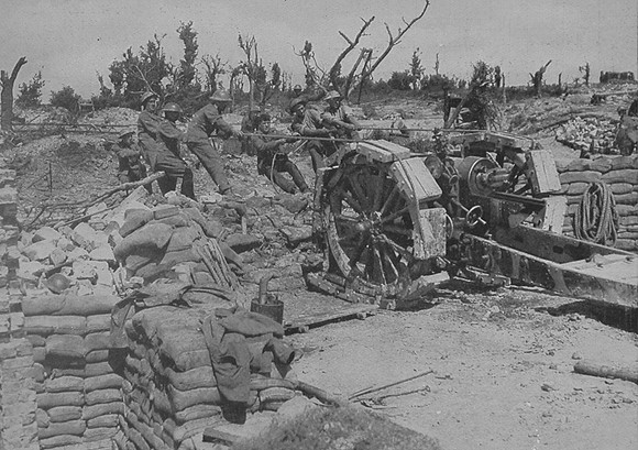 Canadians Hauling A Gun Into Position On The Western Front