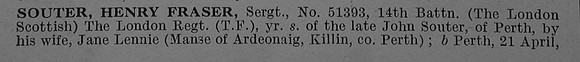 Souter H F Sergt 51393 14th London Regiment Obit Part 1 De Ruvignys Roll Of Honour Vol 4