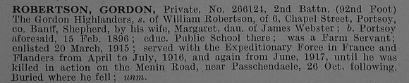 Robertson G Pte 266124 2nd Gordon Highlanders Obit De Ruvignys Roll Of Honour Vol 4