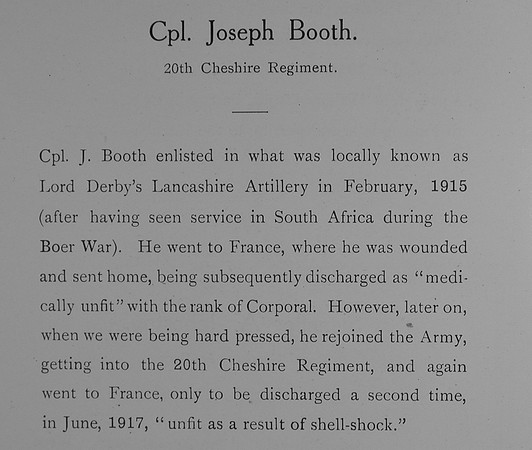 Booth J Cpl 20th Cheshire Regiment Record William Graham Company
