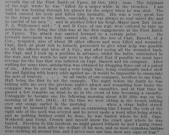 Hall A G Captain 2nd Bedfordshire Regiment Obit Part 2