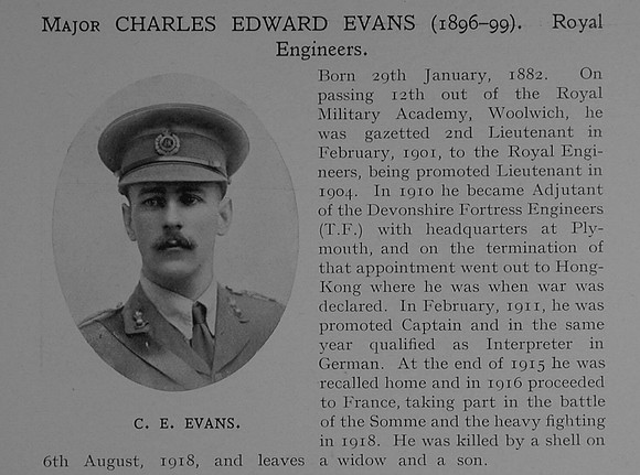Evans C E Major Royal Engineers Obit Dulwich College Roll Of Honour