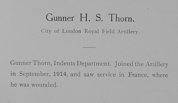 Thorn H S Gnr Royal Field Artillery Record William Graham Company