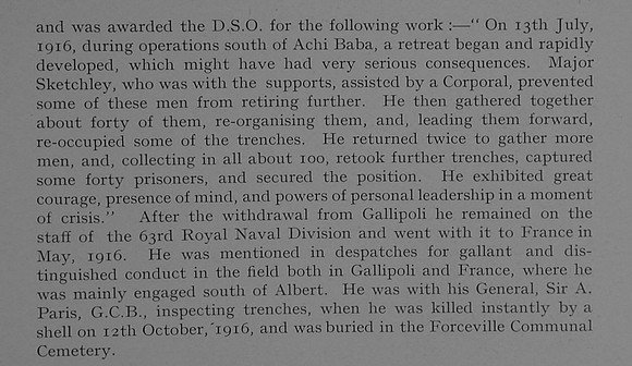 Sketchley E F P Major DSO Royal Marine Light Infantry Obit Part 2 Dulwich College Roll Of Honour
