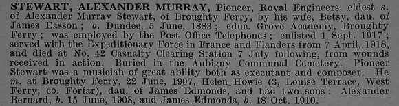 Stewart A M Pnr 325471 Royal Engineers Obit De Ruvignys Roll Of Honour Vol 4