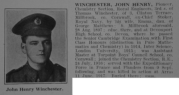 Winchester J H Pnr Royal Engineers Obit De Ruvignys Roll Of Honour Vol 3