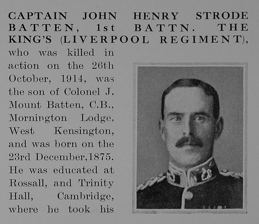 Batten J H S Captain 1st Kings Liverpool Regiment Obit Part 1 The Bond Of Sacrifice Vol 1