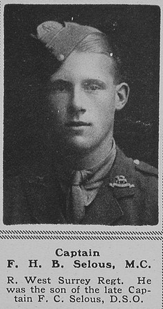 Selous F H B Captain MC R West Surrey Regt The Sphere 20th Apr 1918