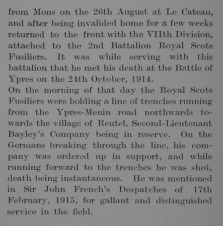 Bayley G B 2nd Lt 2nd Kings Own Scottish Borderers Obit Part 2 The Bond Of Sacrifice Vol 1