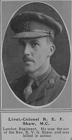 Shaw R E F Lt Col 13th London Regt The Sphere 28th Sep 1918