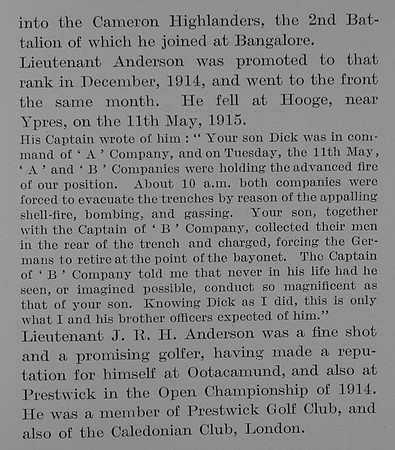 Anderson J R H Lt 2nd Cameron Highlanders Obit Part 2 The Bond Of Sacririce Vol 2
