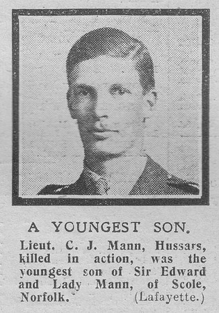 Mann C J Lt 20th Hussars The Graphic 12th Oct 1918