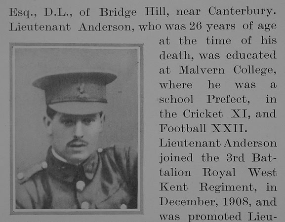 Anderson C K Lt Royal West Kent Regiment Obit Part 2 The Bond Of Sacrifice Vol 1