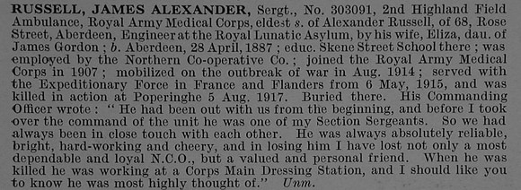 Russell J A Sergt 303091 Royal Army Medical Corps Obit De Ruvignys Roll Of Honour Vol 4