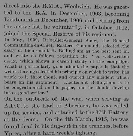 Bellingham R C N Captain Royal Field Artillery Obit Part 4 The Bond Of Sacrifice Vol 2