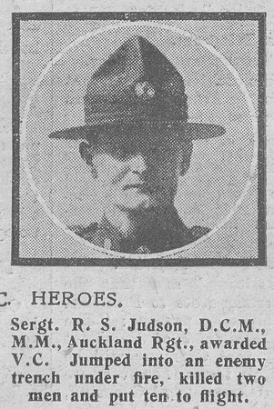 Judson R S Sergt VC DCM MM Auckland Regiment The Graphic 1st Nov 1918