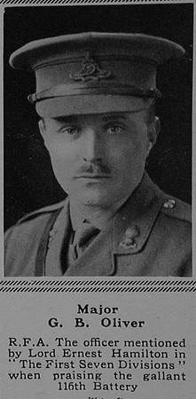 Oliver G B Major Royal Field Artillery The Sphere 18th Nov 1916
