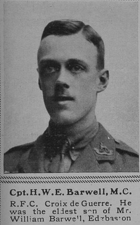 Barwell H W E Captain MC RFC The Sphere 23rd Nov 1918
