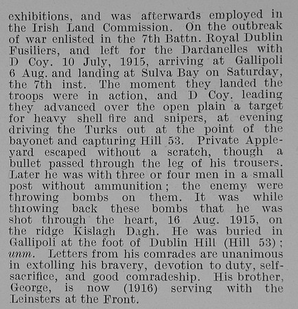 Appleyard W D Pte 14789 7th Royal Dublin Fusiliers Obit Part 2