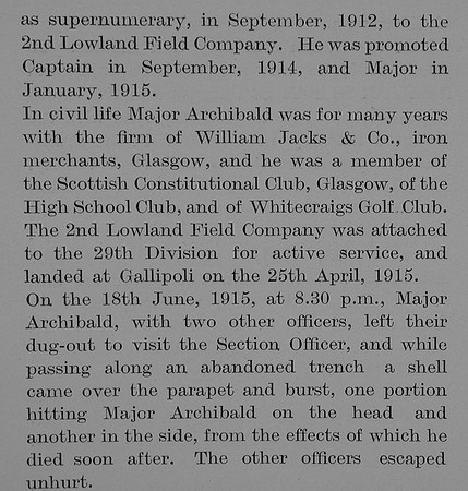 Archibald W Major Royal Engineers Obit Part 2The Bond Of Sacrifice Vol 2