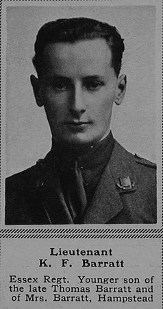 Barratt K F Lt 3rd Essex Regiment attd Machine Gun Corps The Sphere 9th Sep 1916