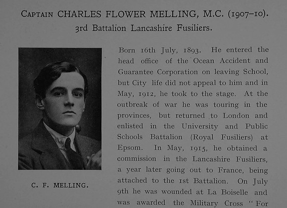 Melling C F Captain MC 3rd Attd 1st Lancashire Fusiliers Obit Part 1 Dulwich College Roll Of Honour