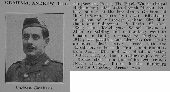 Graham A Lt 9th Black Watch Obit De Ruvignys Roll Of Honour Vol 3