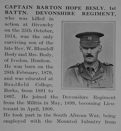 Besly B H Captain 1st Devonshire Regiment Obit Part 1 The Bond Of Sacrifice Vol 1