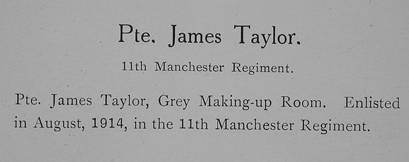 Taylor J Pte 11th Manchester Regiment Record William Graham Company