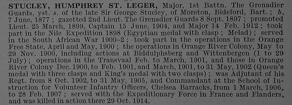 Stucley H St L Major 1st Grenadier Guards Obit De Ruvignys Roll Of Honour Vol 4