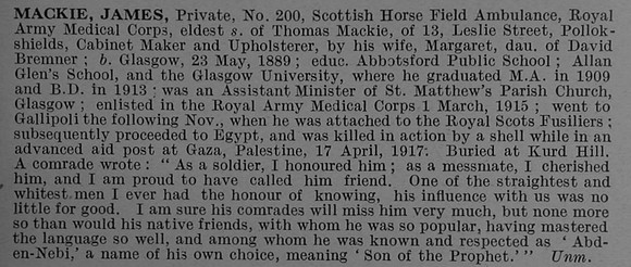 Mackie J Pte 200 Royal Army Medical Corps Obit De Ruvignys Roll Of Honour Vol 4