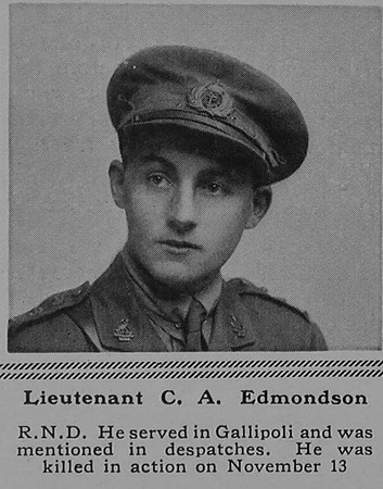 Edmondson C A Lt Hood Bn. R.N. Div.Royal Naval Volunteer Reserve The Sphere 13th Jan 1917