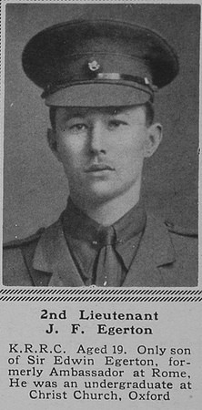 Egerton J F 2nd Lt 8th KRRC The Sphere 6th May 1916