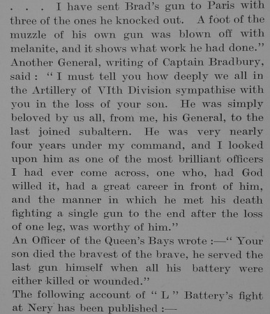 Bradbury E K Captain VC Royal Horse Artillery Obit Part 3 The Bond Of Sacrifce Vol 1