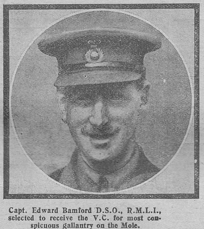 Bamford E Captain VC DSO Royal Marine Light Infantry The Graphic 24th July 1918