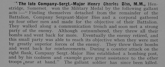 Biss H C CSM MM 9265 8th Somerset  Light Infantry 1
