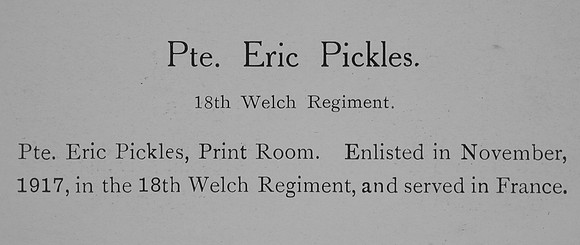 Pickles E Pte 18th Welsh Regiment Record William Graham Company