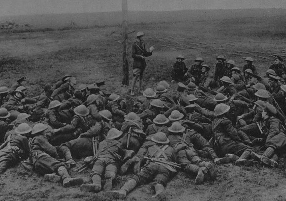 A Young Officer Giving His Command Final Instructions Before An Attack