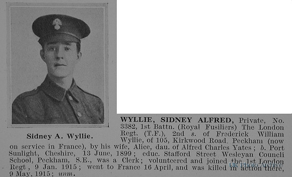 Wyllie S A Pte 3382 1st London Regiment Obit De Ruvignys Roll Of Honour Vol 1