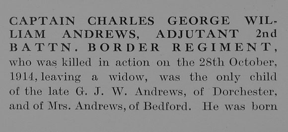 Andrews C G W Captain 2nd Border Regiment Obit Part 1 The Bond Of Sacrifice Vol 1