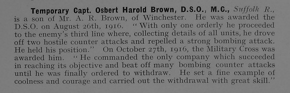 Brown O H Captain DSO MC Suffolk Regiment 1
