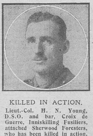 Young H N Lt Col DSO + Bar  Croix de Guerre Royal Inniskilling Fusiliers The Graphic 6th Nov 1918
