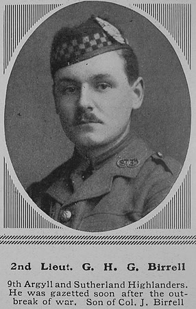 Birrell G H G 2nd Lt 9th Argyll Sutherland Highlanders The Sphere 10th Jul 1915